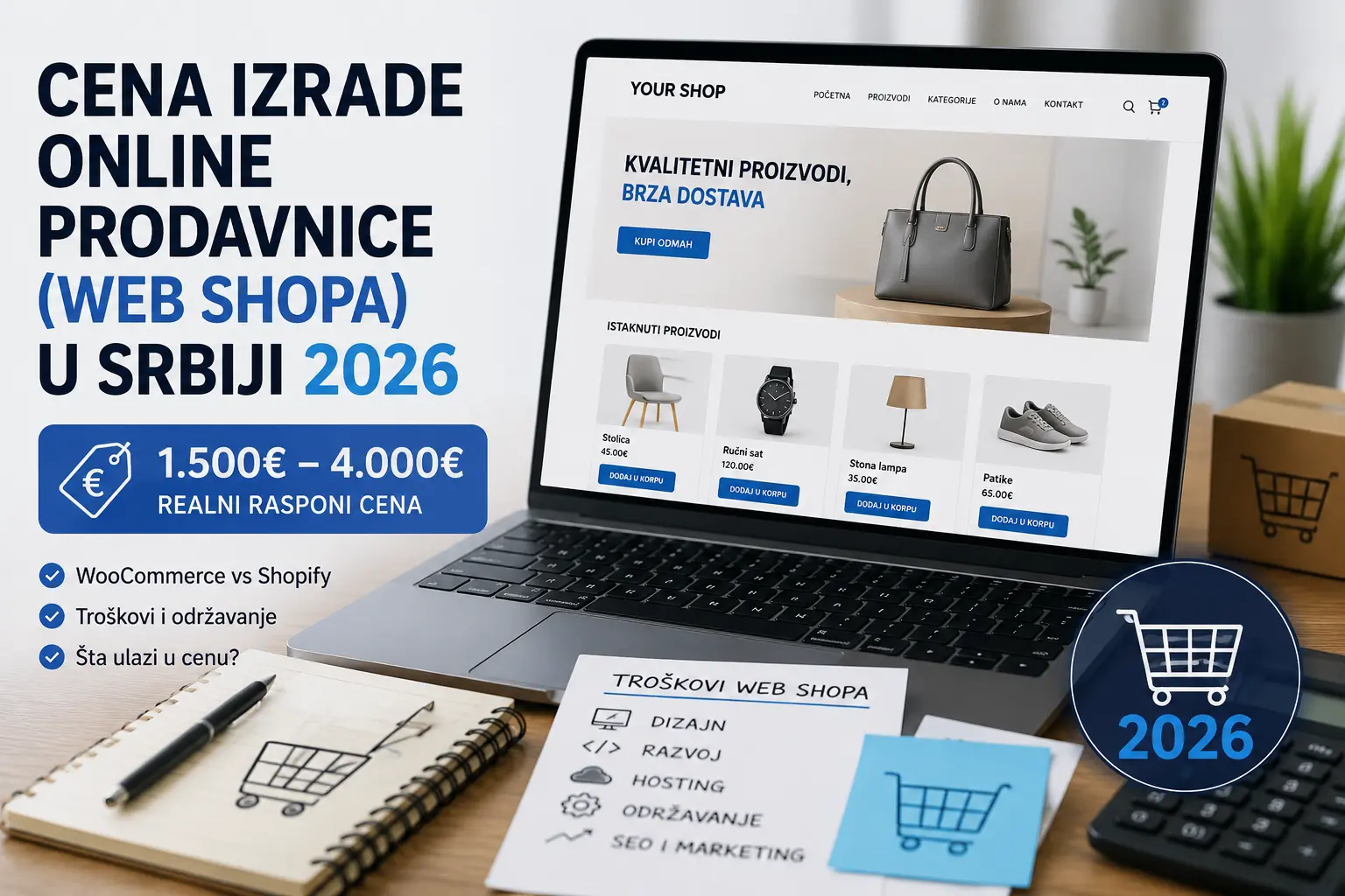 Cena izrade online prodavnice (web shopa) u Srbiji 2026