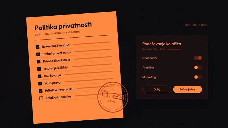 Politika privatnosti za sajt: besplatan šablon i primer (2026)